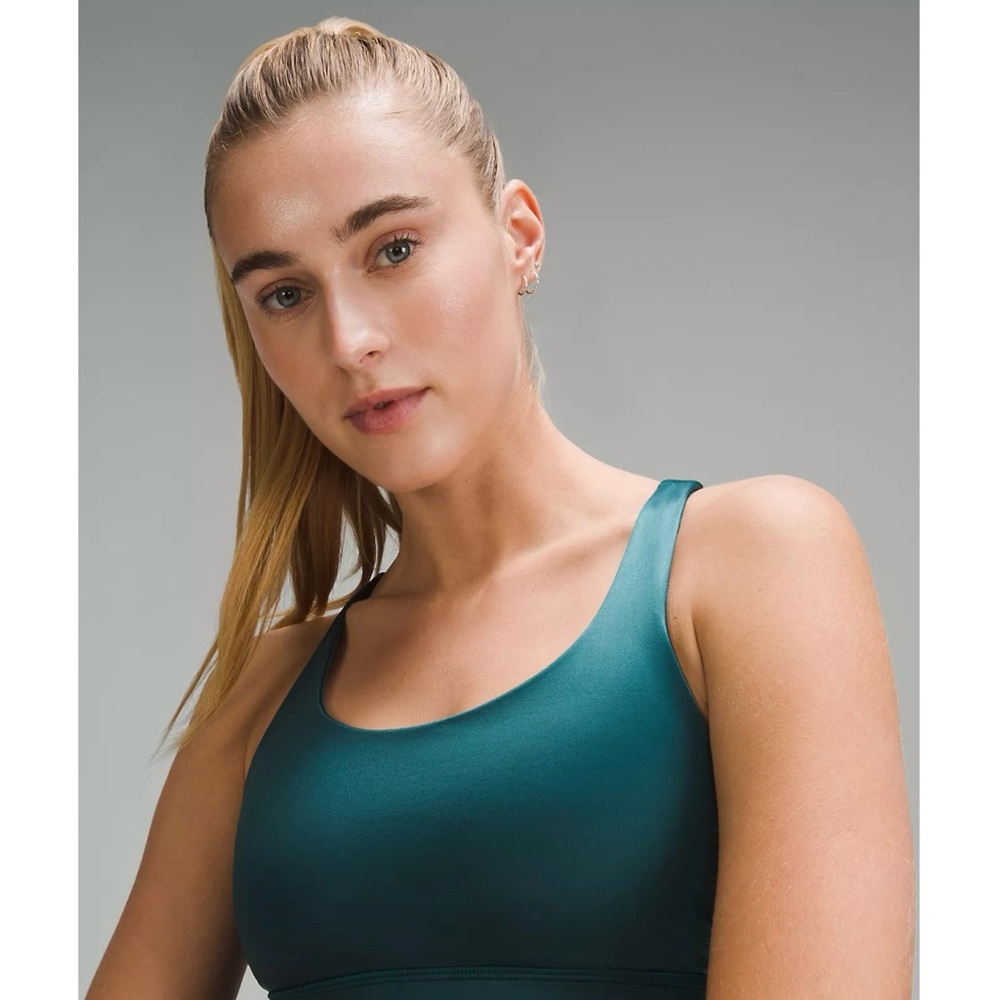 lululemon Energy Longline Bra Foil Medium Support, B-D Cups in Storm Teal - Picture 12 of 14